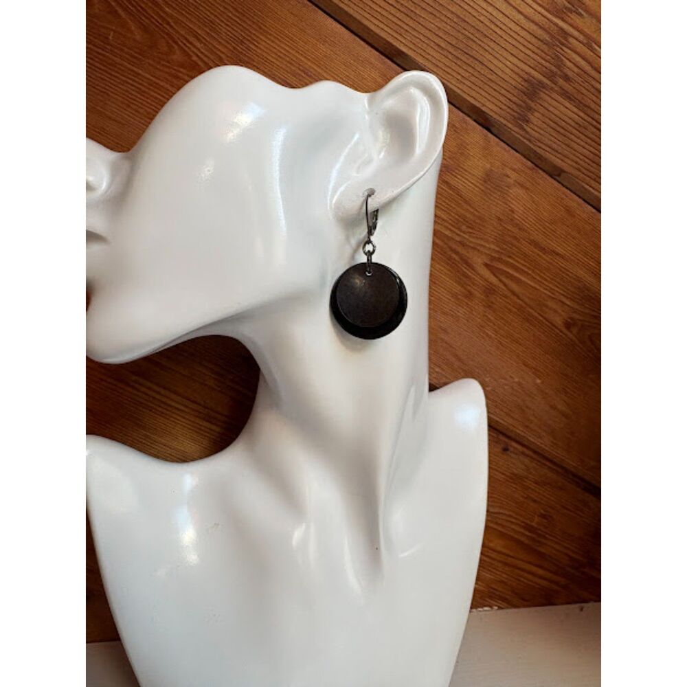 Gunmetal Double Disc Earrings